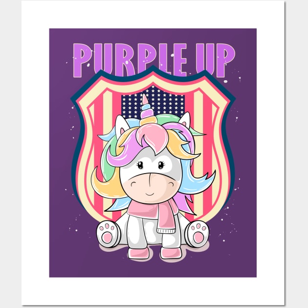 Purple Up Military Child Purple-Up Unicorn for Unicorn Lover Wall Art by alcoshirts